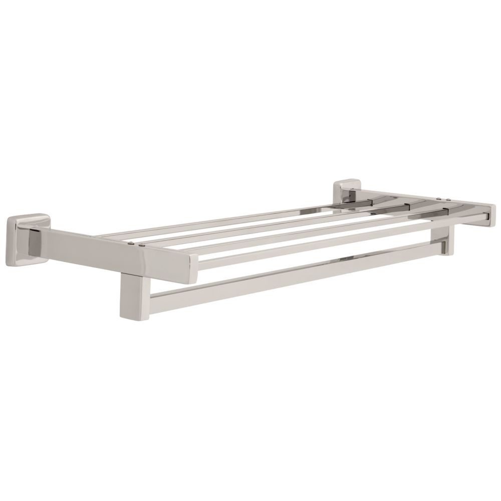 Liberty Hardware 24" Towel Shelf with Bar Four 5/16" Square Cross Bars with One 5/8" Square Towel Bar in Bright Stainless Steel