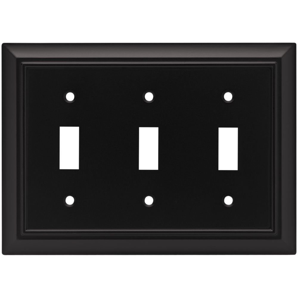 Liberty Hardware Triple Switch Wall Plate in Flat Black