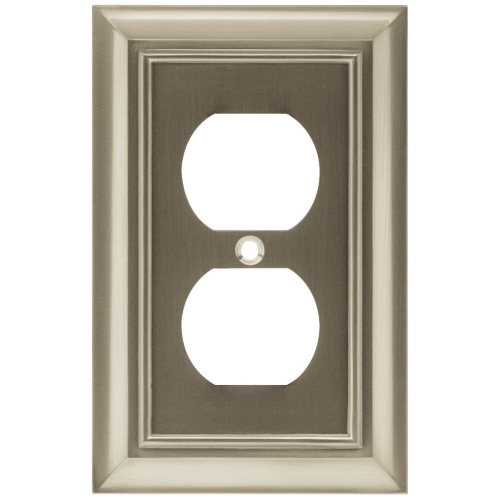 Liberty Hardware Single Duplex Outlet in Satin Nickel