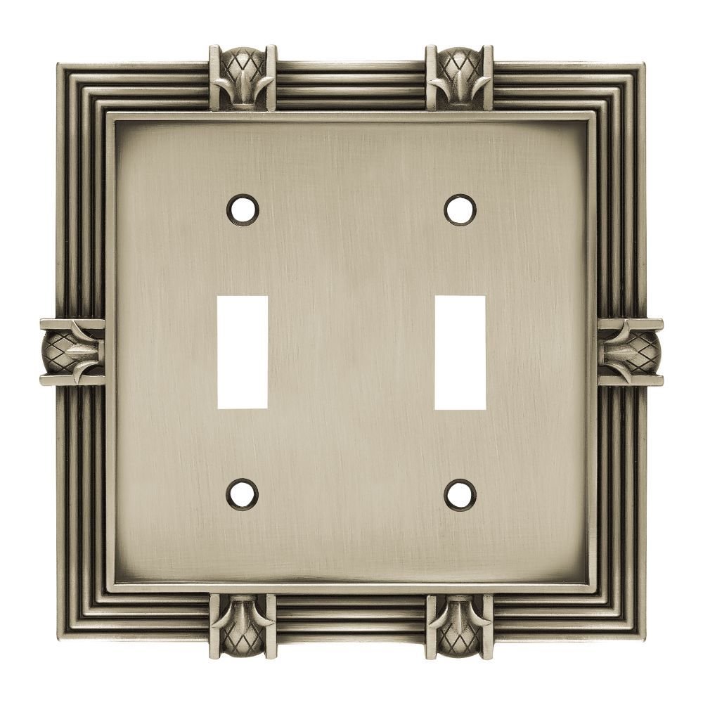 Liberty Hardware Double Toggle Switchplate in Brushed Satin Pewter