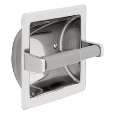 Liberty Hardware Recessed Paper Holder with Plastic Roller in Bright Stainless Steel