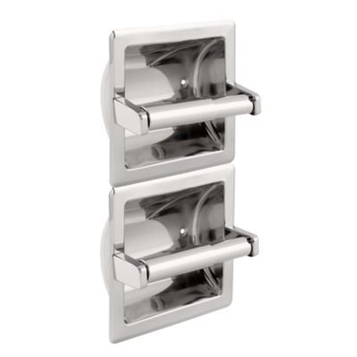 Liberty Hardware Vertical Recessed Twin Paper Holder in Bright Stainless Steel