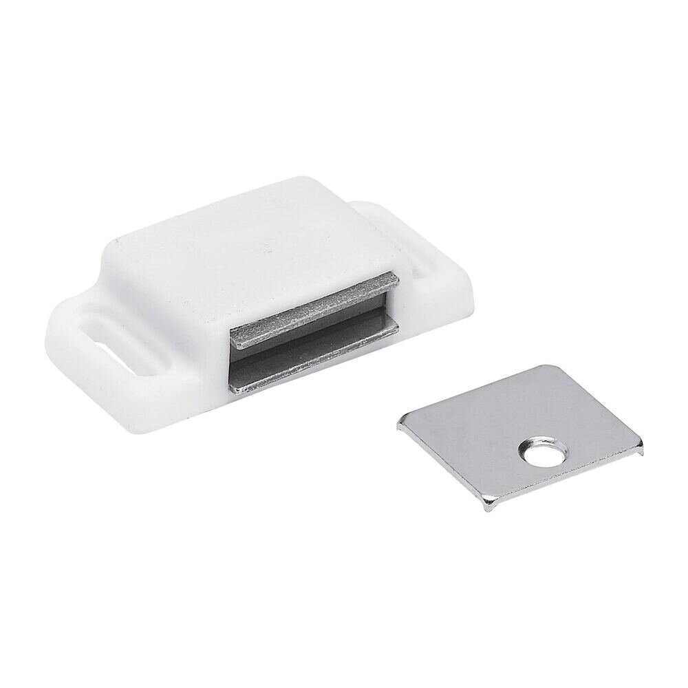 Liberty Hardware Heavy Duty Magnetic Catch with Strike in White
