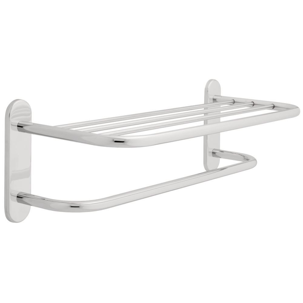 Liberty Hardware 24" Towel Shelf with One Bar Solid Brass in Polished Chrome