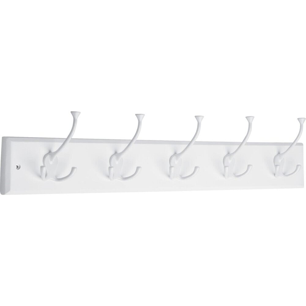 Liberty Hardware 27" Rail with 5 Flared Tri-Hooks in Pure White & White