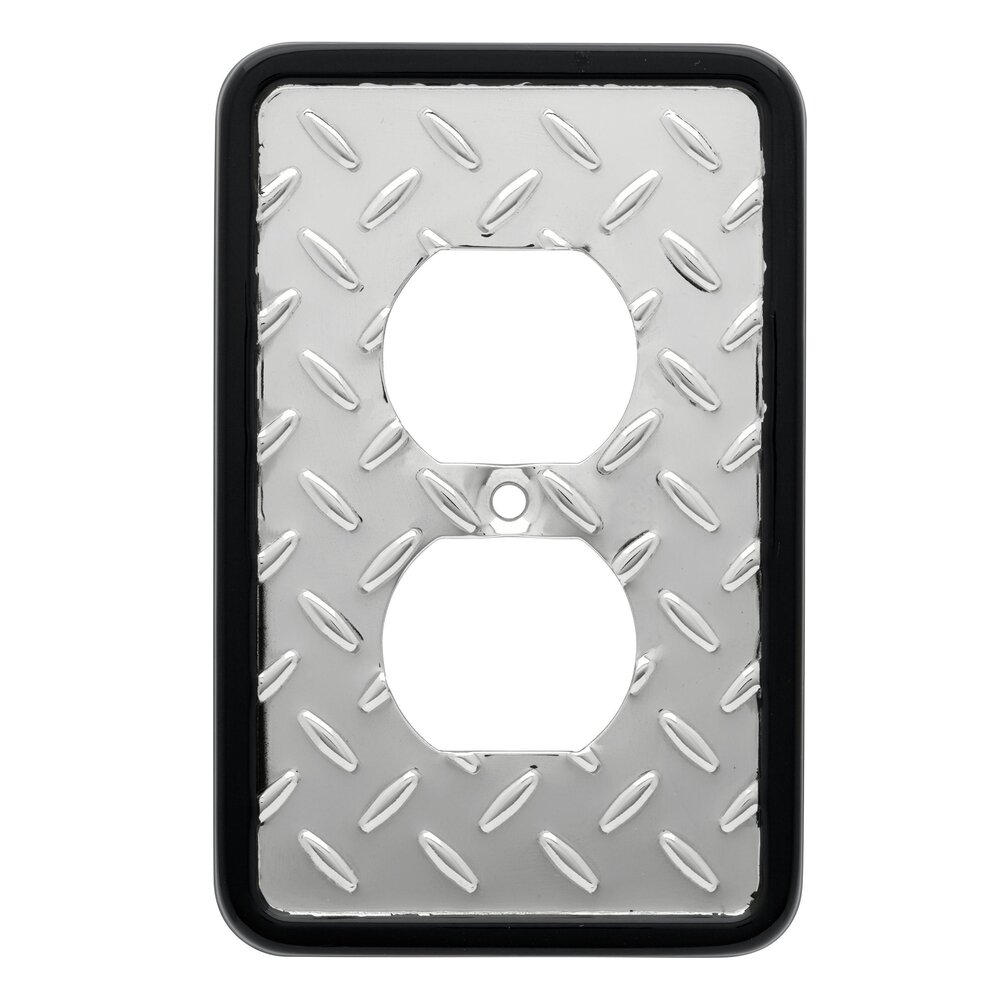 Liberty Hardware Diamond Plate Single Duplex Wall Plate in Polished Chrome