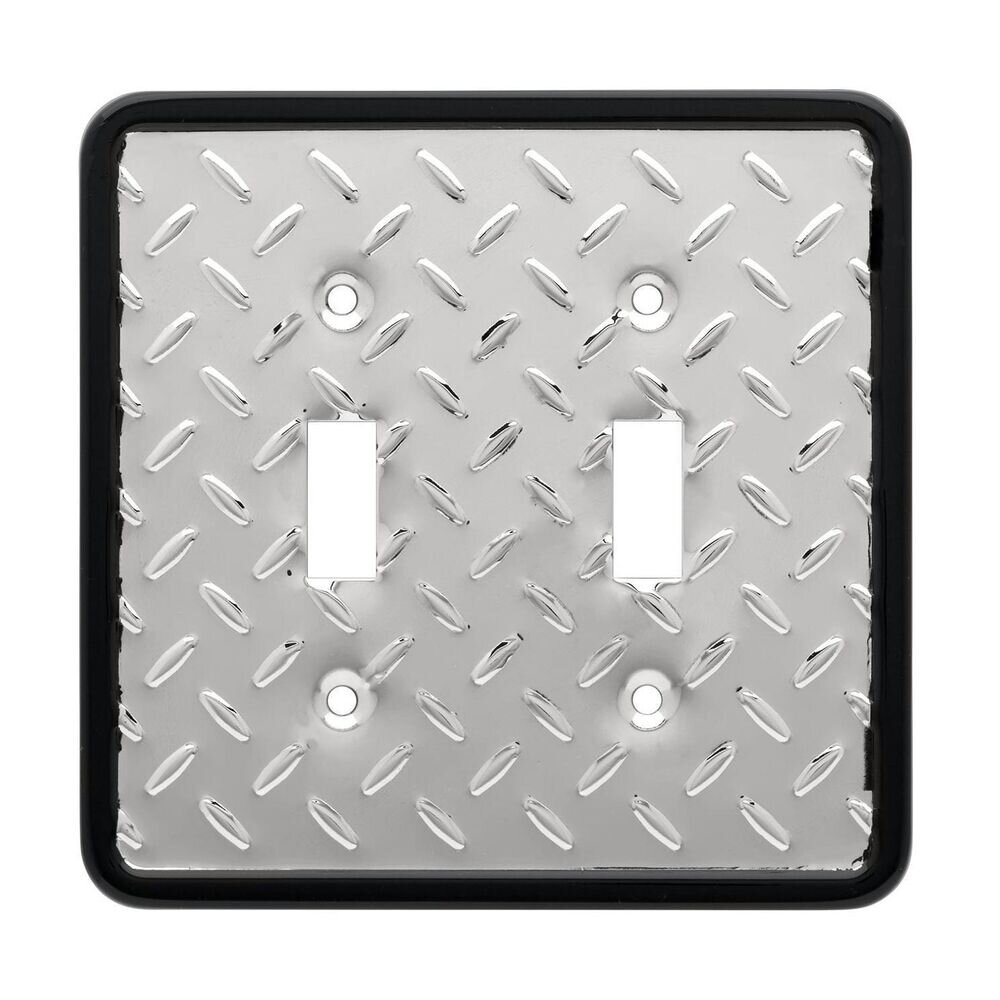 Liberty Hardware Diamond Plate Double Toggle Wall Plate in Polished Chrome