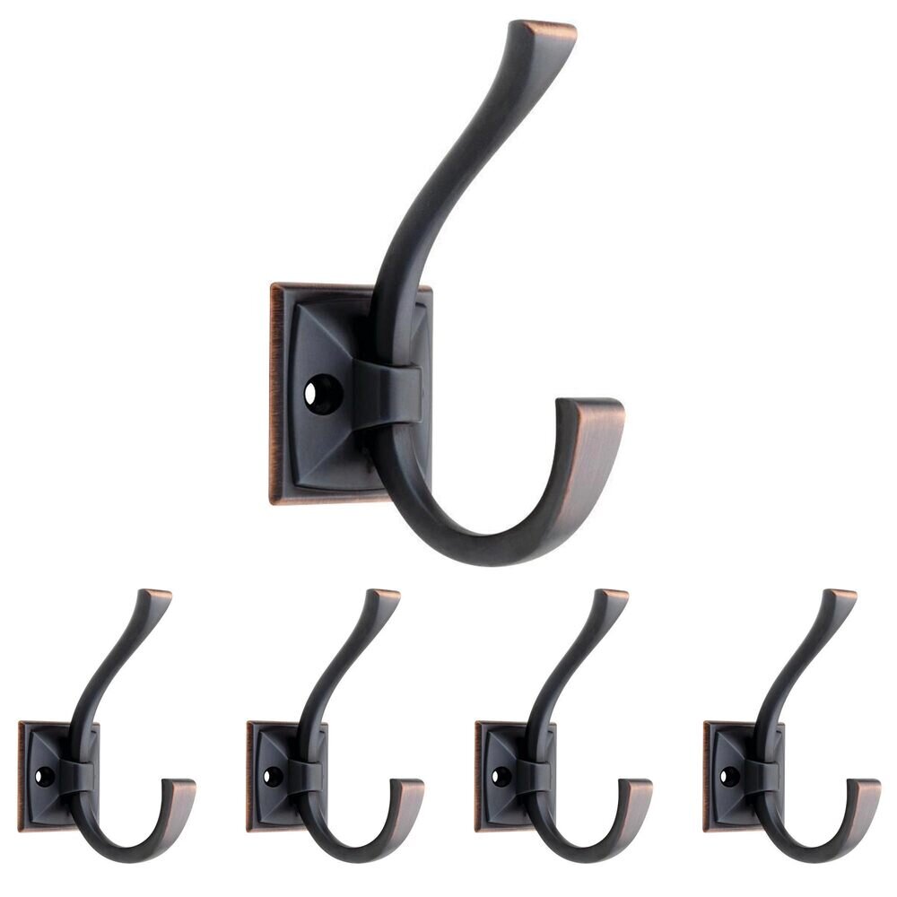 Liberty Hardware Ruavista Coat and Hat Hook (5 Pack) in Bronze With Copper Highlights