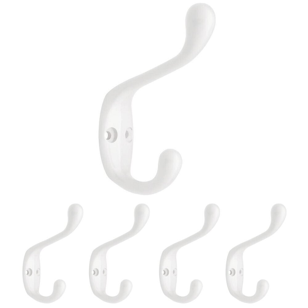 Liberty Hardware 3" Heavy Duty Coat and Hat Hook (5 Pack) in White