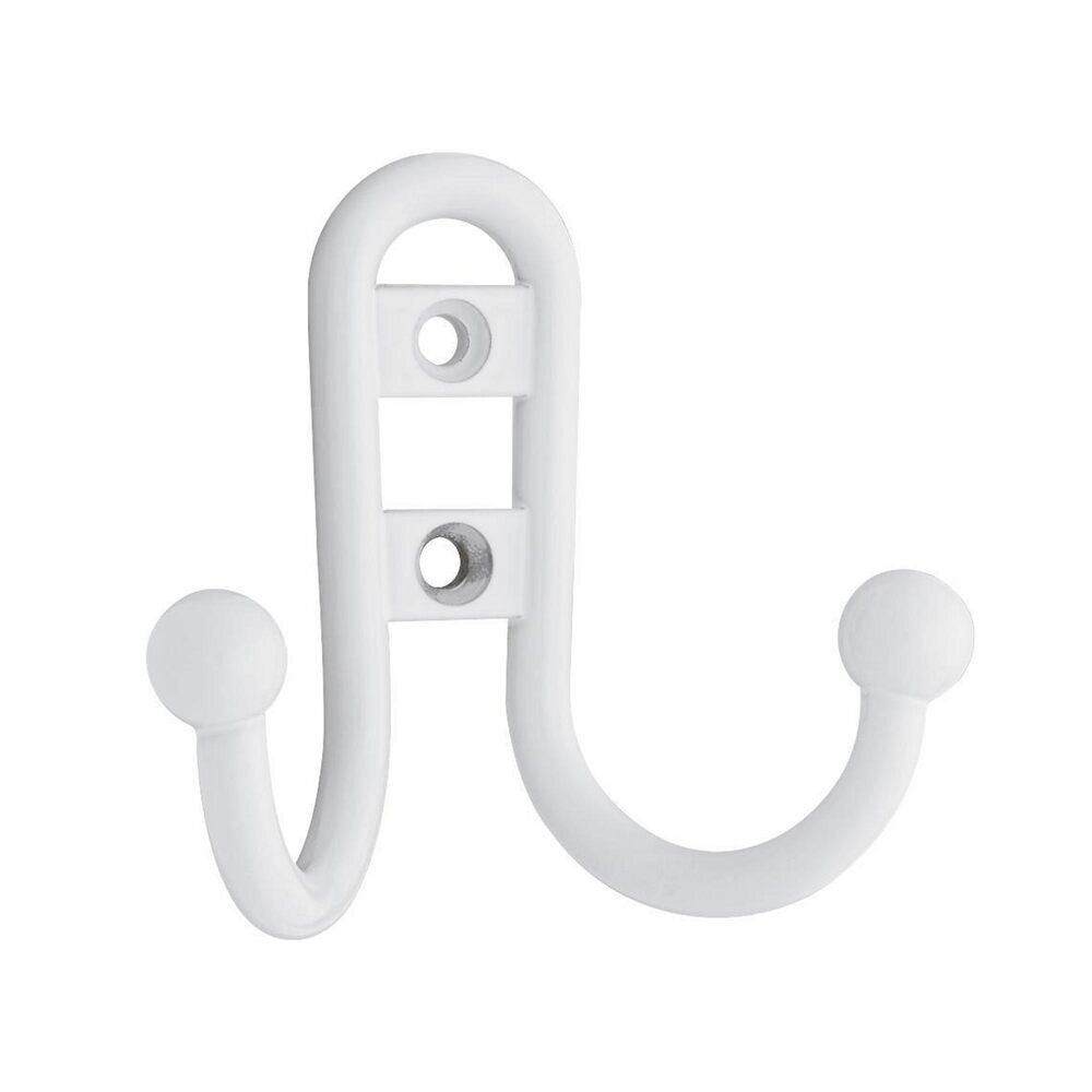 Liberty Hardware Double Prong Robe Hook with Ball End in White