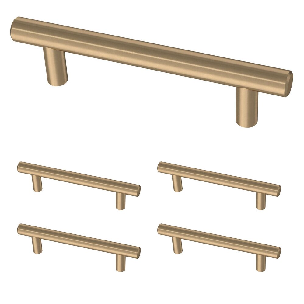 Liberty Hardware (5 Pack) 3 3/4" (96mm) Centers Steel Bar Pull in Champagne Bronze Antimicrobial