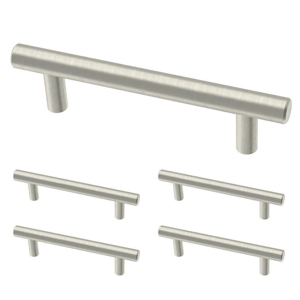 Liberty Hardware (5 Pack) 3 3/4" (96mm) Centers Steel Bar Pull in Stainless Steel Antimicrobial