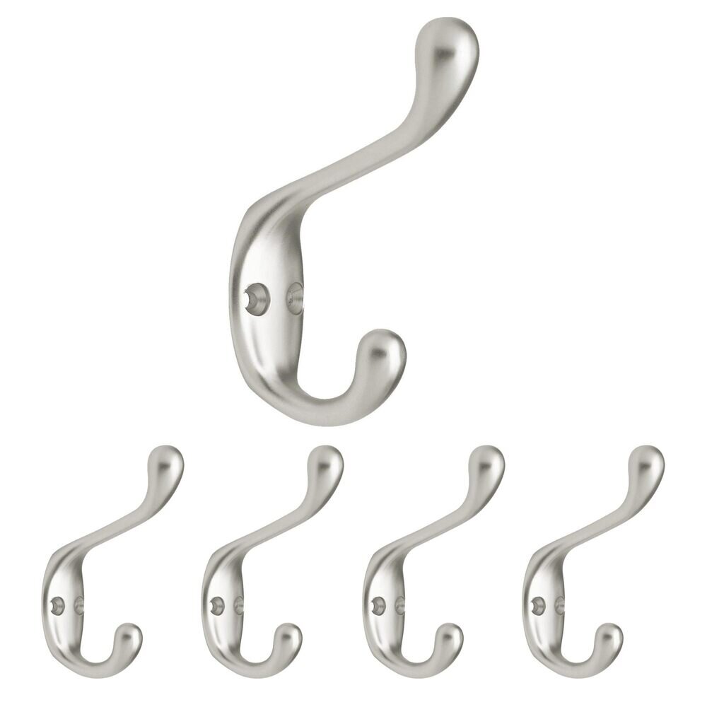 Liberty Hardware 3" Heavy Duty Coat and Hat Hook (5 Pack) in Matte Nickel