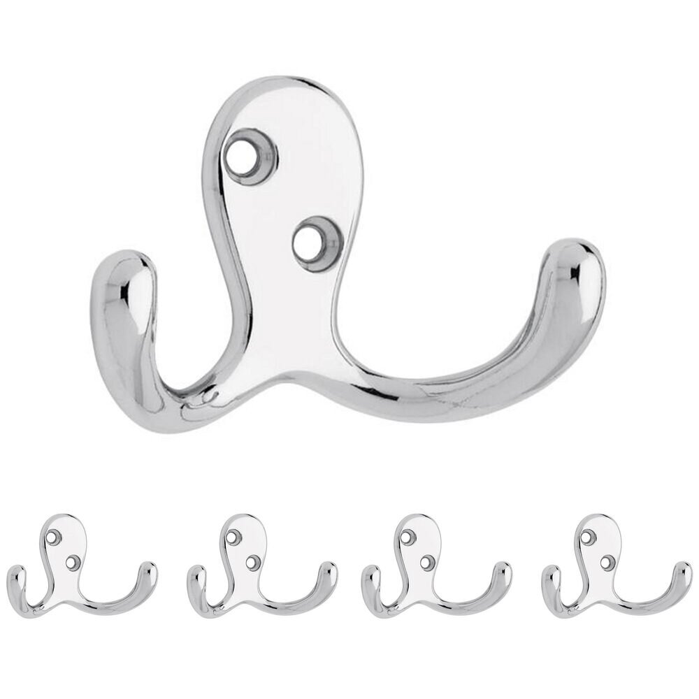 Liberty Hardware Double Prong Robe Hook (5 Pack) in Polished Chrome