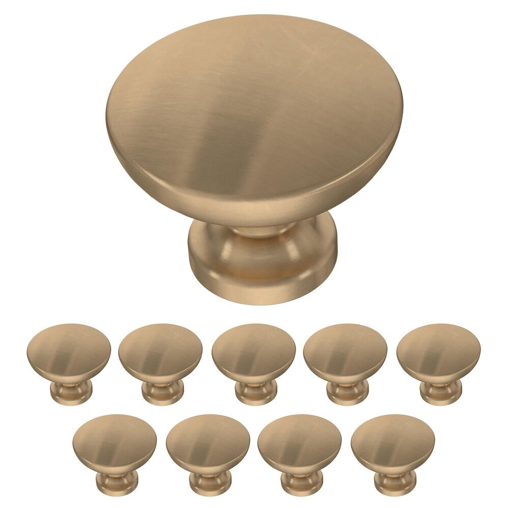 Liberty Hardware 1-1/8" (29mm) Flat Top Round Knob (10 Pack) in Champagne Bronze