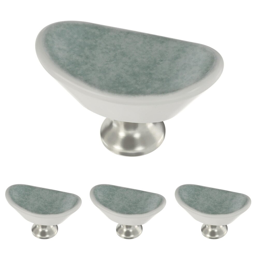 Liberty Hardware Glazed Ceramic Concave Oval Knob (4 Pack) in Turquoise