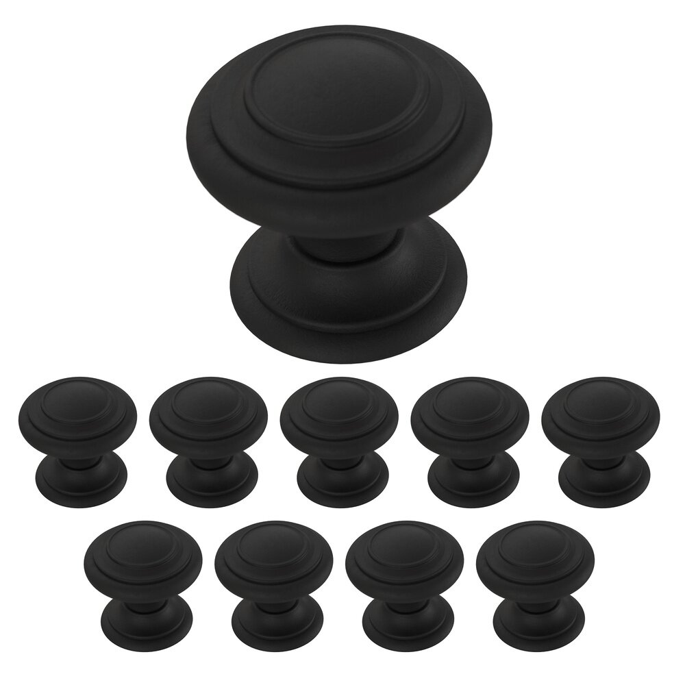 Liberty Hardware 1-1/8" (29mm) Double Ringed Knob (10 Pack) in Matte Black