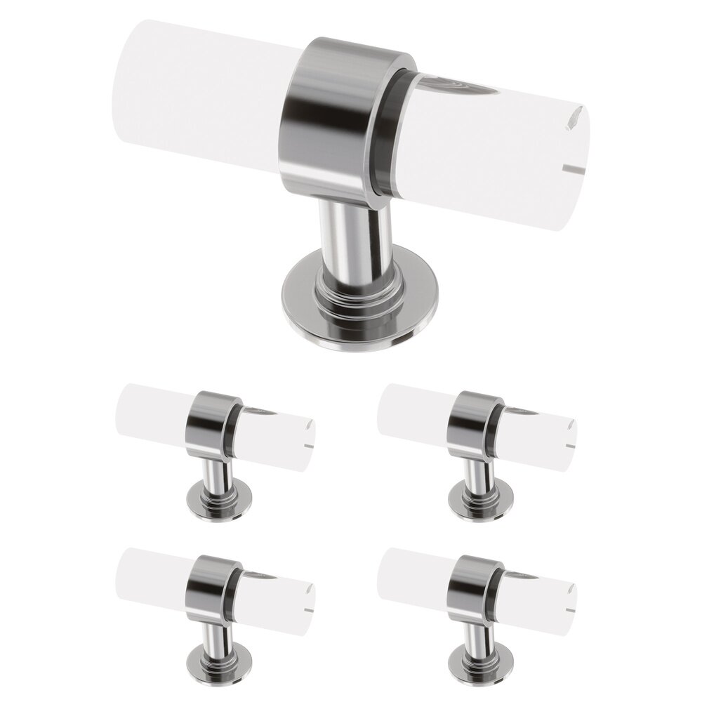 Liberty Hardware 2" (51mm) Francisco Acrylic Bar Knob (5 Pack) in Chrome & Clear