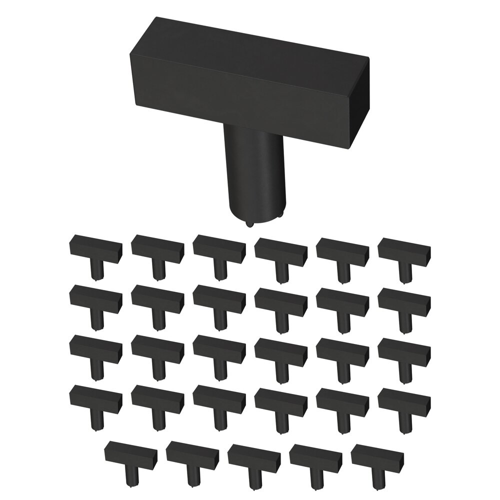 Liberty Hardware 1-1/4" (32mm) Simple Square Bar Knob (30 Pack) in Matte Black