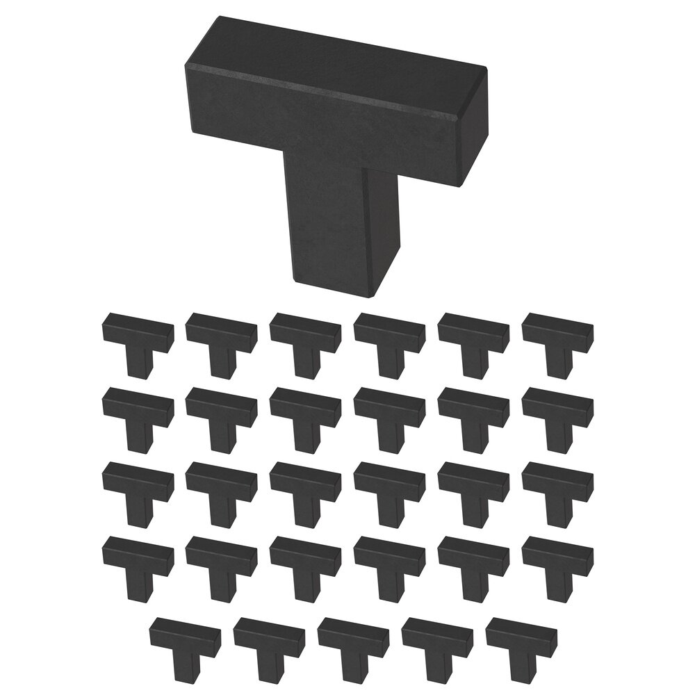 Liberty Hardware 1-1/4" (32mm) Simple Modern Square Bar Knob (30 Pack) in Matte Black