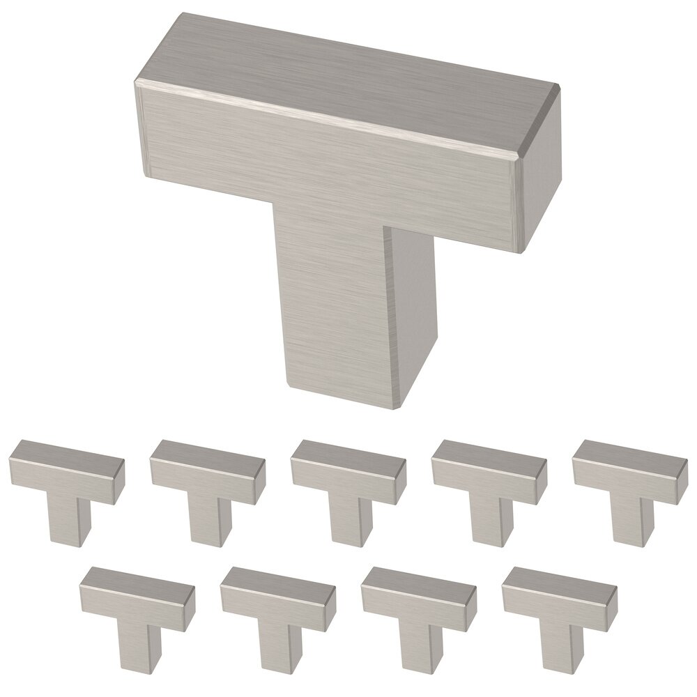 Liberty Hardware 1-1/4" (32mm) Simple Modern Square Bar Knob (10 Pack) in Stainless Steel