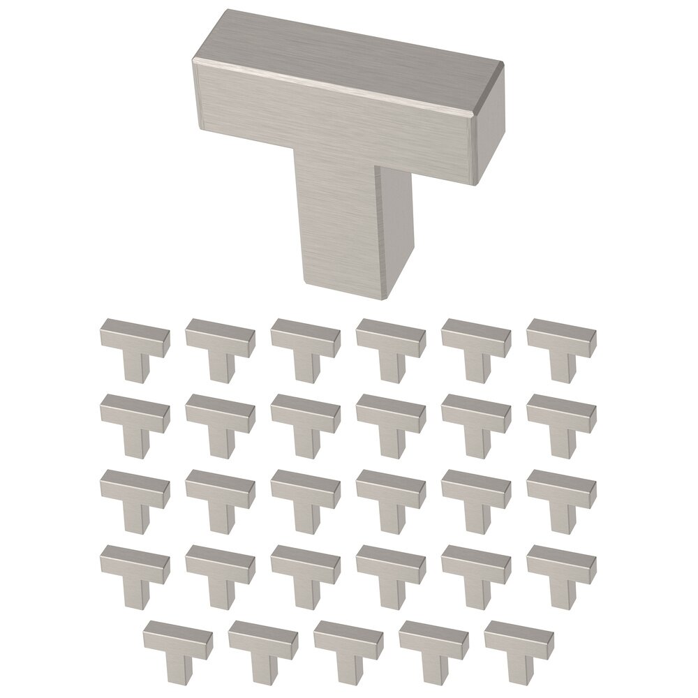Liberty Hardware 1-1/4" (32mm) Simple Modern Square Knob (30 Pack) in Stainless Steel