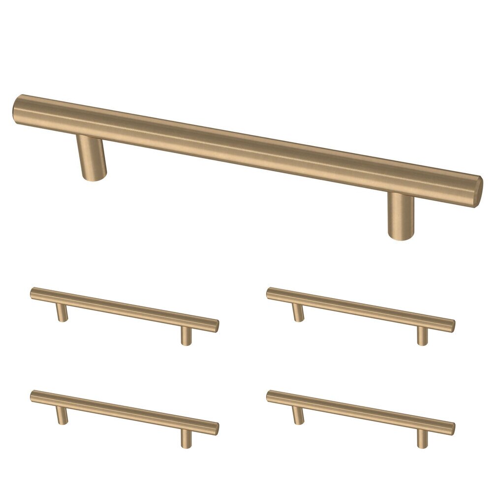 Liberty Hardware (5 Pack) 5 1/16" (128mm) Centers Steel Bar Pull in Champagne Bronze Antimicrobial