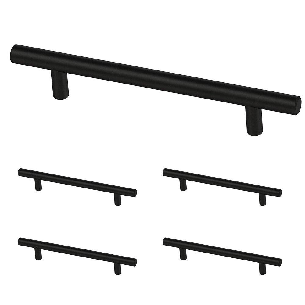 Liberty Hardware (5 Pack) 5 1/16" (128mm) Centers Steel Bar Pull in Matte Black Antimicrobial