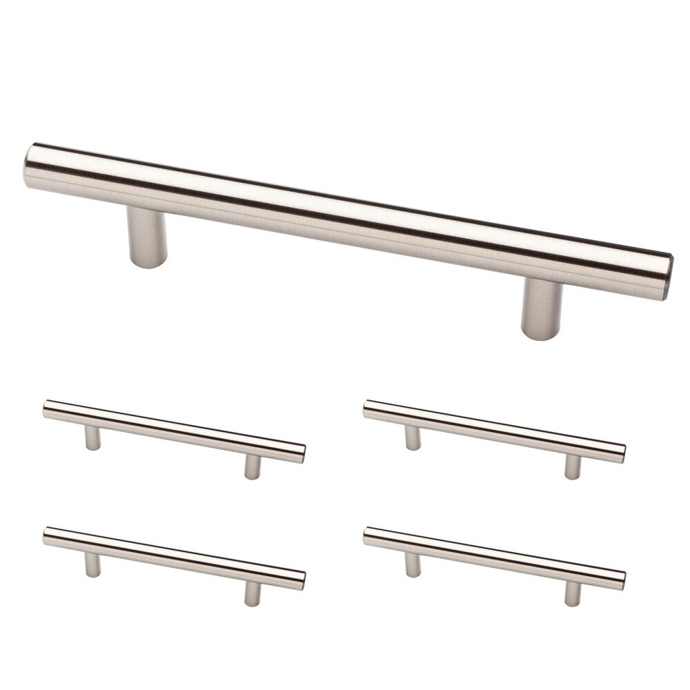 Liberty Hardware (5 Pack) 5 1/16" (128mm) Centers Steel Bar Pull in Stainless Steel Antimicrobial