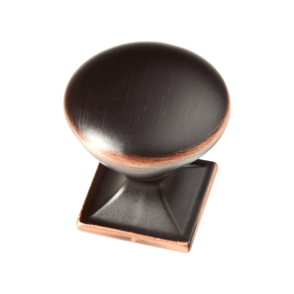 Liberty Hardware 1-1/4" (32mm) Round Knob with Square Base in Bronze With Copper Highlights