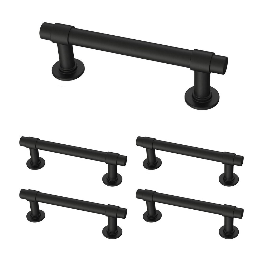 Liberty Hardware (5 Pack) 3" (76mm) Centers Francisco Pull in Matte Black Antimicrobial