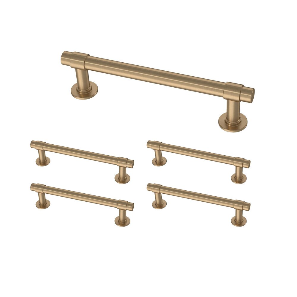 Liberty Hardware (5 Pack) 4" (102mm) Centers Francisco Pull in Champagne Bronze Antimicrobial
