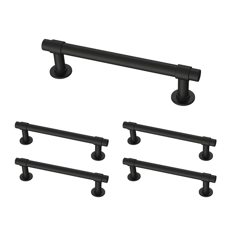 Liberty Hardware (5 Pack) 4" (102mm) Centers Francisco Pull in Matte Black Antimicrobial