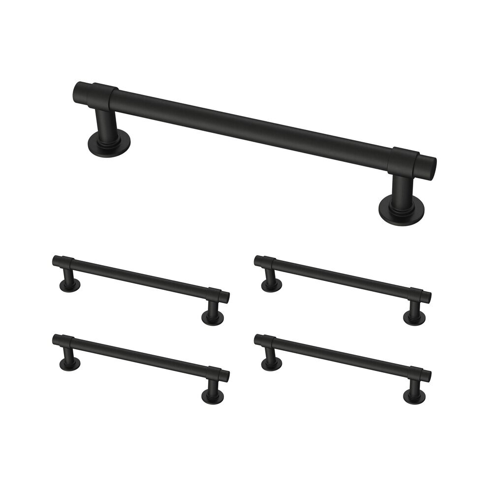 Liberty Hardware (5 Pack) 5 1/16" (128mm) Centers Francisco Pull in Matte Black Antimicrobial