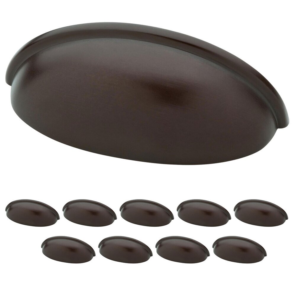 Liberty Hardware (10 Pack) 3" (76mm) Centers Contemporary Cup Pull in Dark Oil Rubbed Bronze