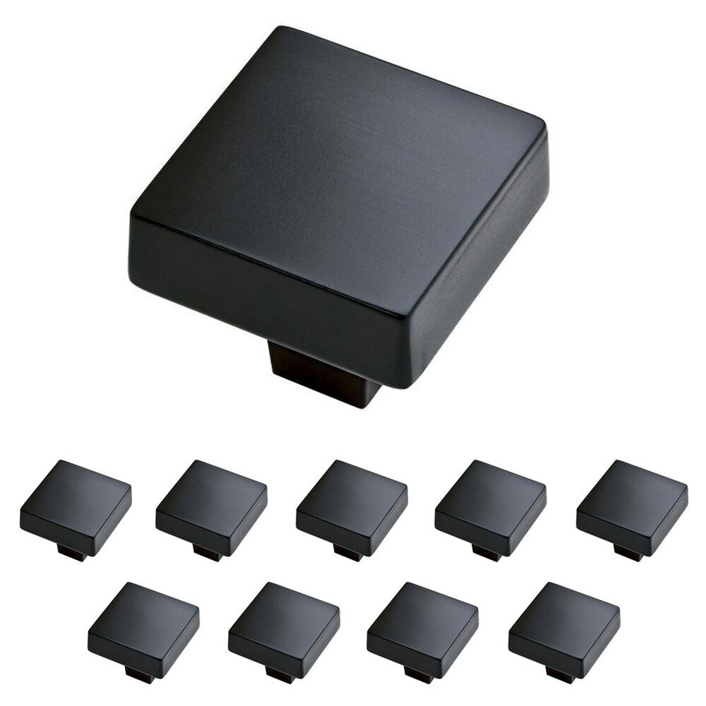 Liberty Hardware 1-27/64" (36mm) Square Soft Modern Knob (10 Pack) in Matte Black