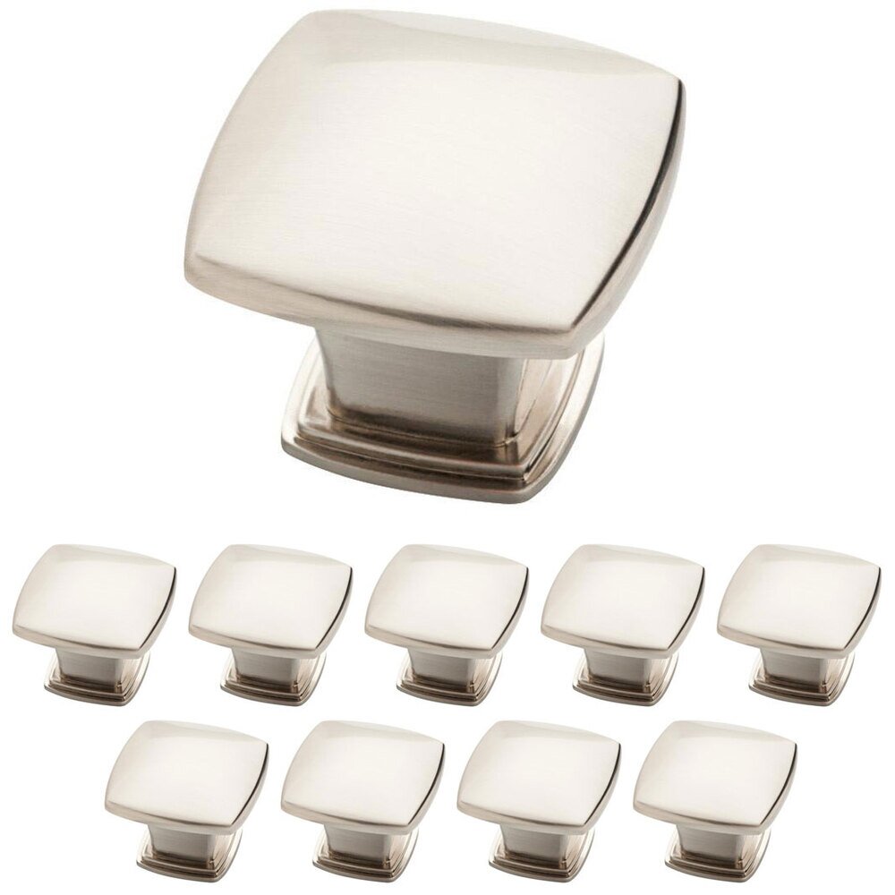 Liberty Hardware 1-1/5" (30mm) Soft Square Knob (10 Pack) in Satin Nickel