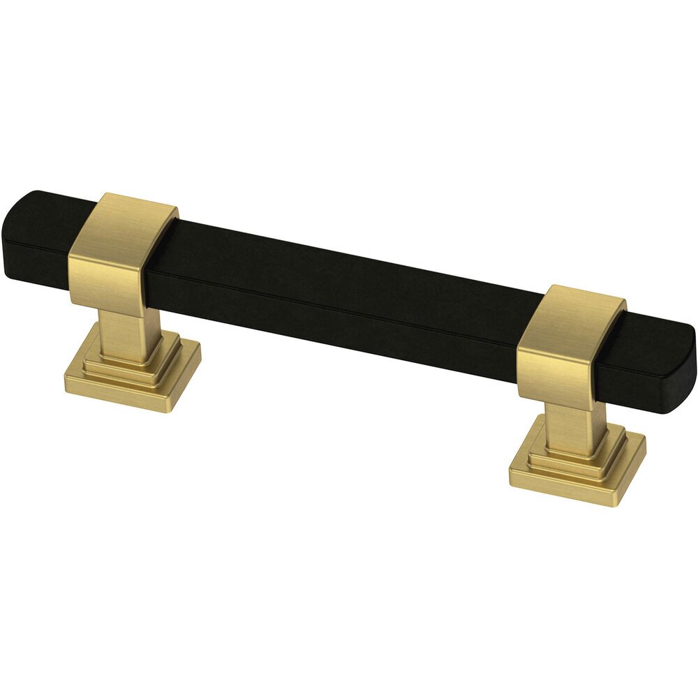 Liberty Hardware 3" (76mm) Centers Wrapped Square Dual Finish Pull in Matte Black & Brushed Brass