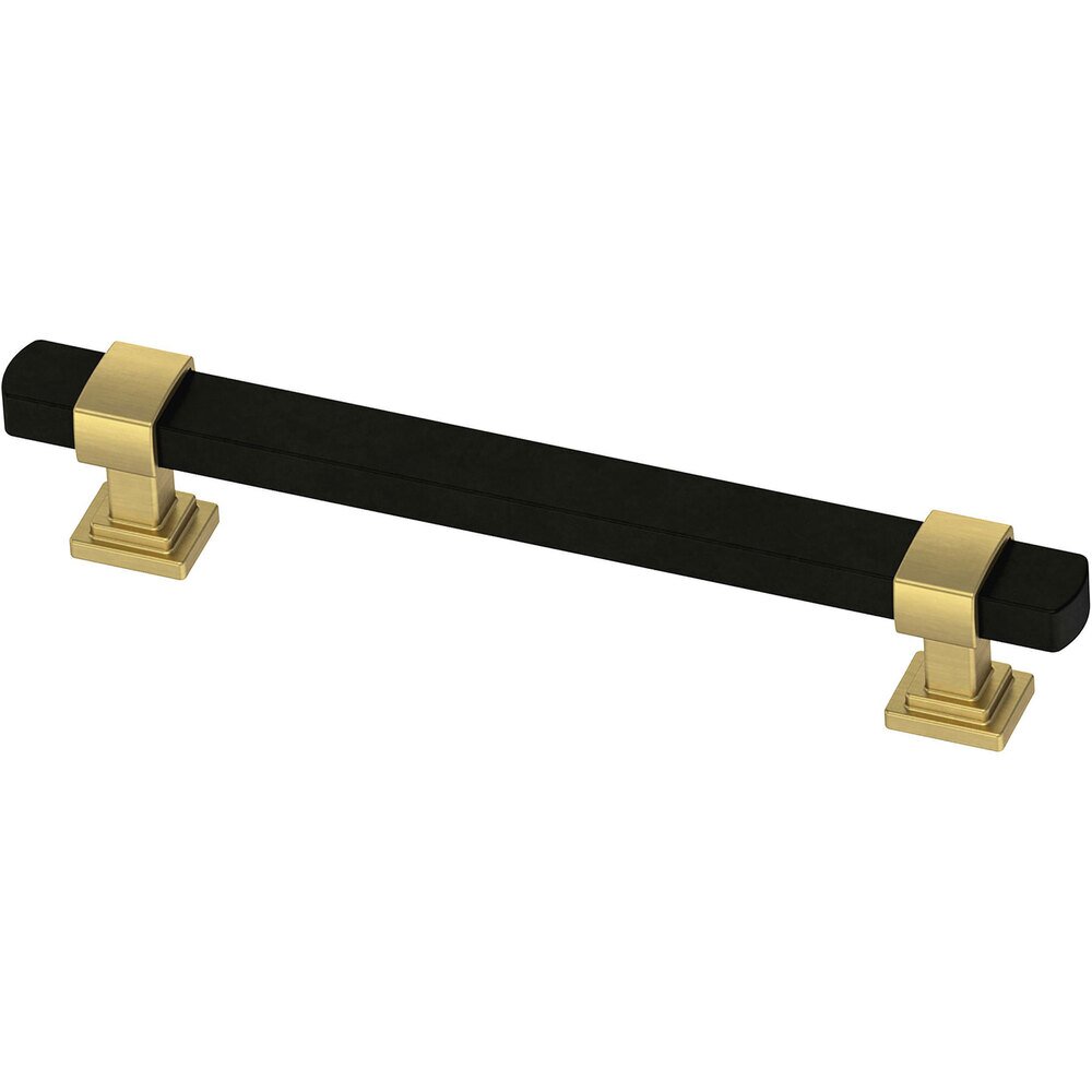 Liberty Hardware 5 1/16" (128mm) Centers Wrapped Square Dual Finish Pull in Matte Black & Brushed Brass