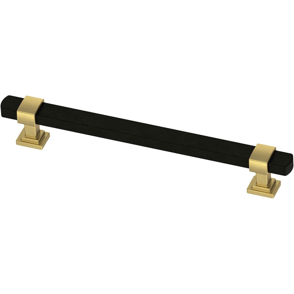 Liberty Hardware 6 5/16" (160mm) Centers Wrapped Square Dual Finish Pull in Matte Black & Brushed Brass