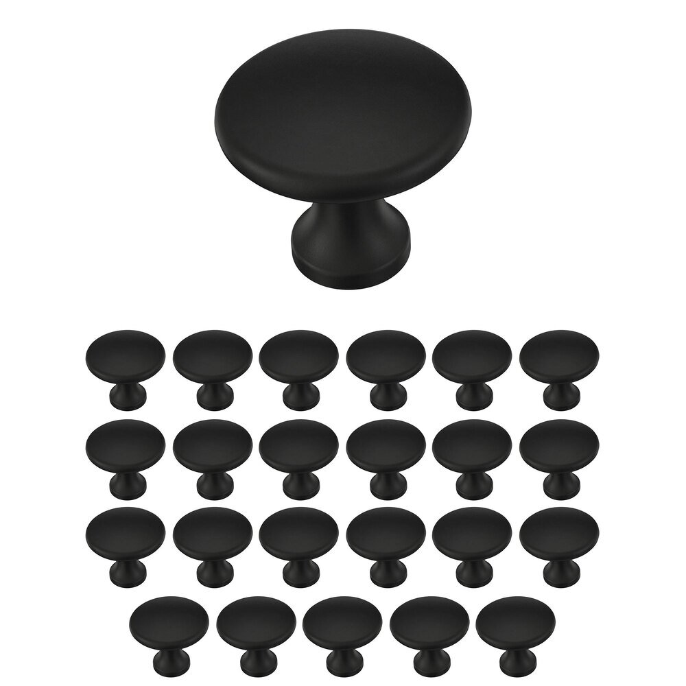 Liberty Hardware 1-1/8" (28mm) Simple Round Cabinet Knob (24 Pack) in Matte Black