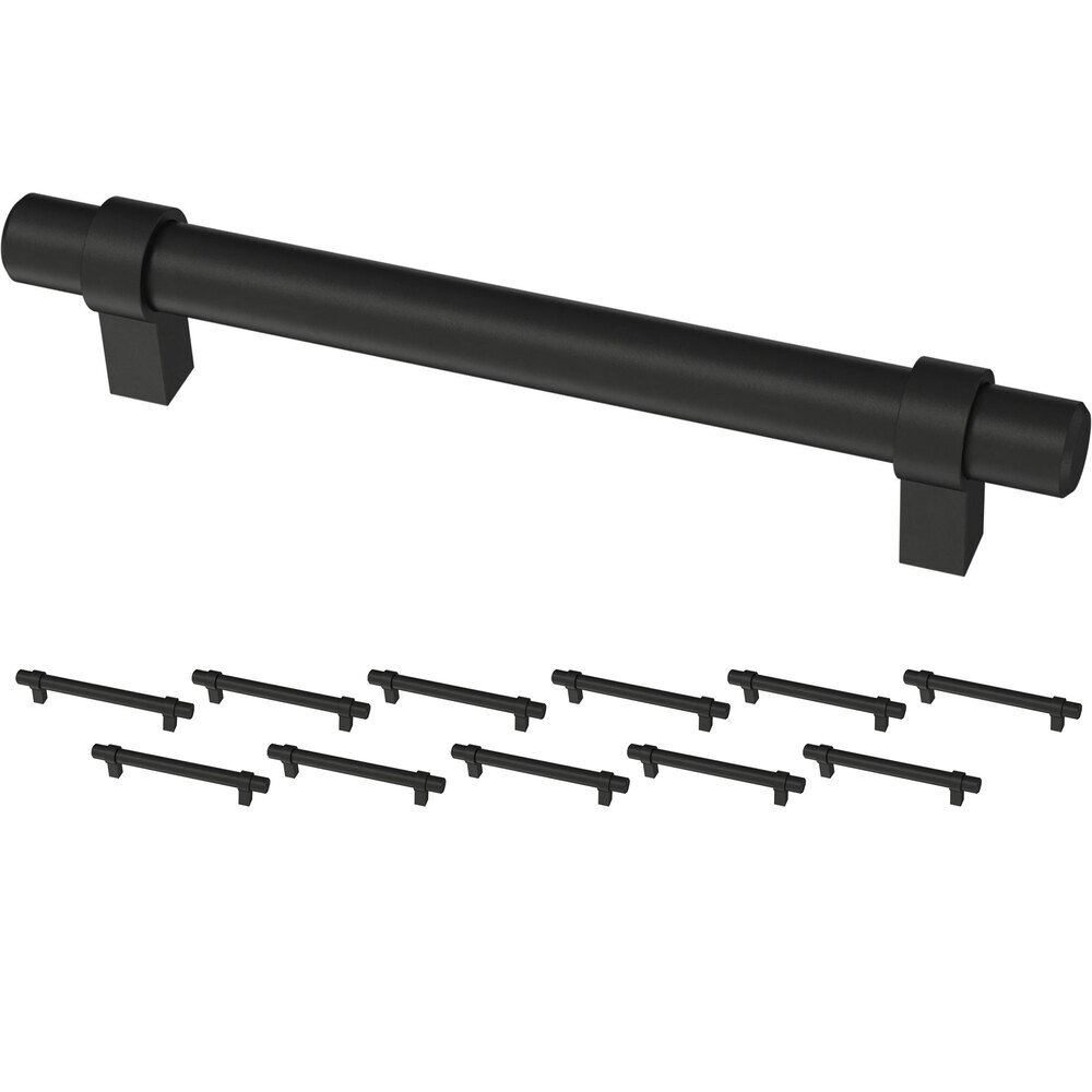 Liberty Hardware (12 Pack) 5 1/16" (128mm) Centers Wrapped Bar Drawer Pull in Matte Black