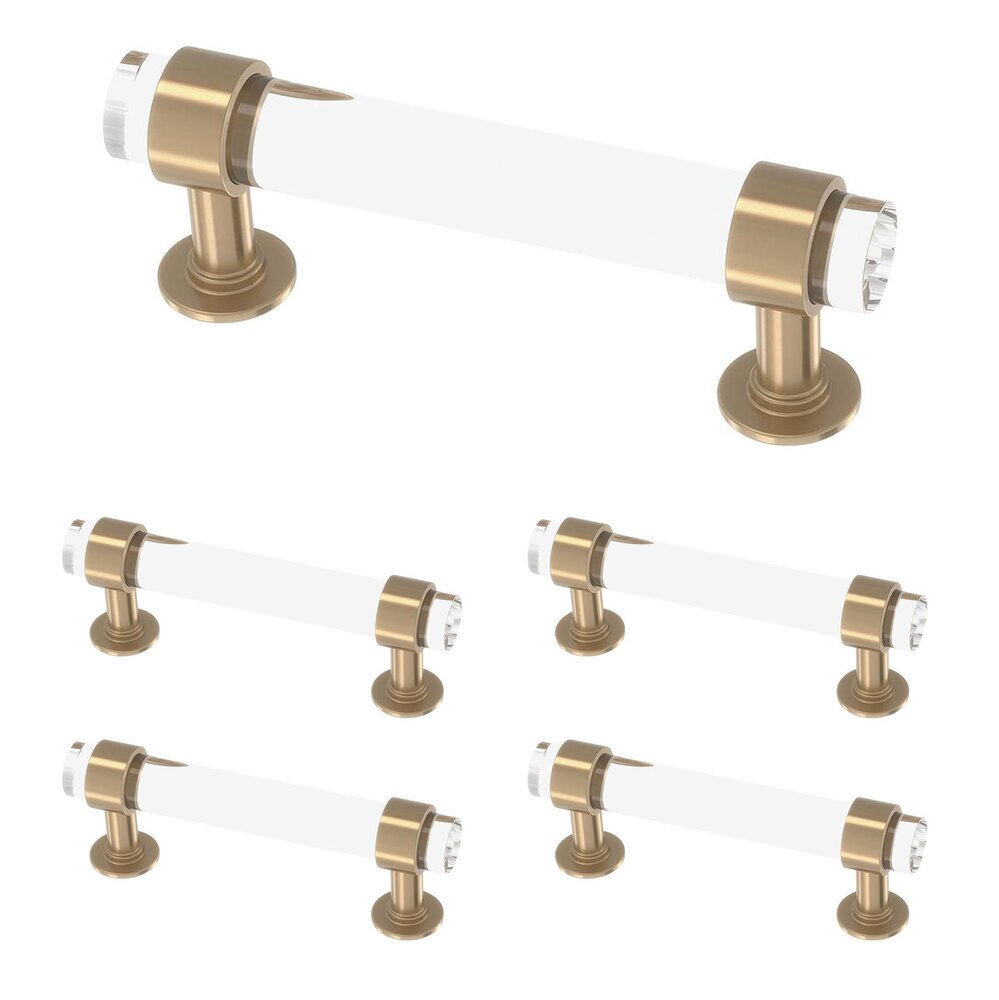 Liberty Hardware (5 Pack) 3" (76mm) Centers Francisco Acrylic Bar Pull in Champagne Bronze & Clear