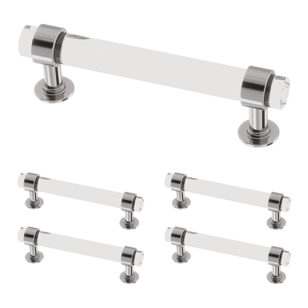 Liberty Hardware (5 Pack) 3 3/4" (96mm) Centers Francisco Acrylic Bar Pull in Chrome & Clear
