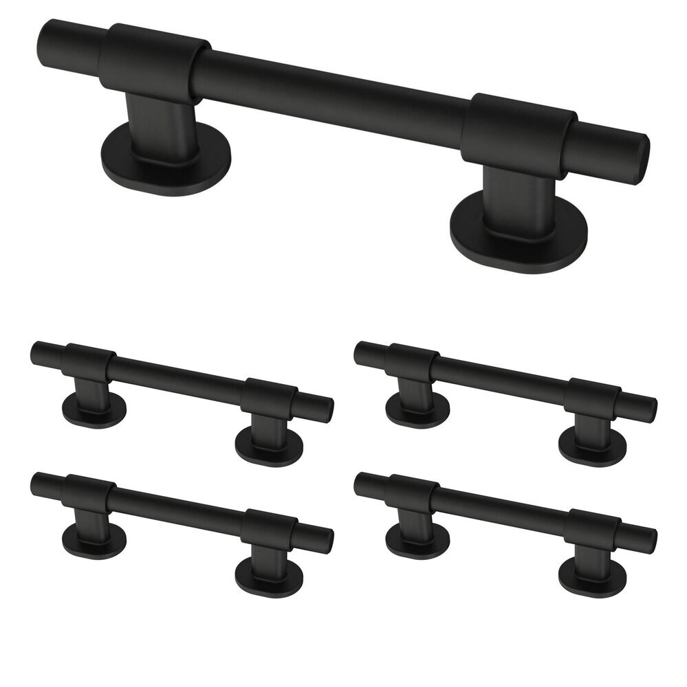 Liberty Hardware (5 Pack) 1 3/8" to 4" Adjustable Centers Adjusta Pull Francisco Pull in Matte Black