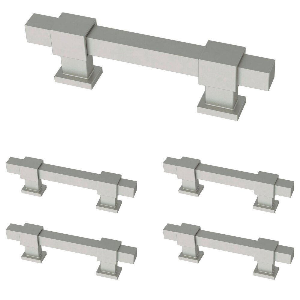Liberty Hardware (5 Pack) 1 3/8" to 4" Adjustable Centers Square Bar Adjusta Pull in Satin Nickel (Matte)