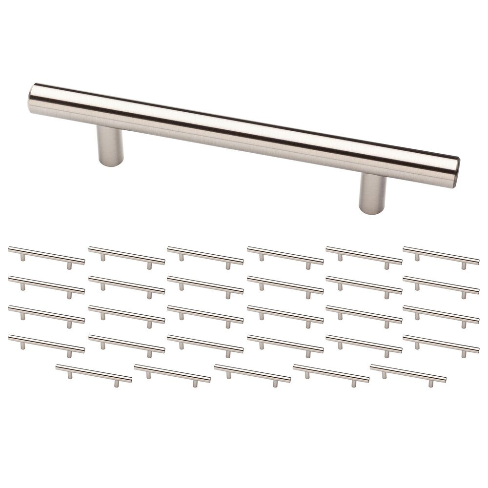 Liberty Hardware (30 Pack) 5 1/16" (128mm) Centers Simple Round Bar Pull in Stainless Steel
