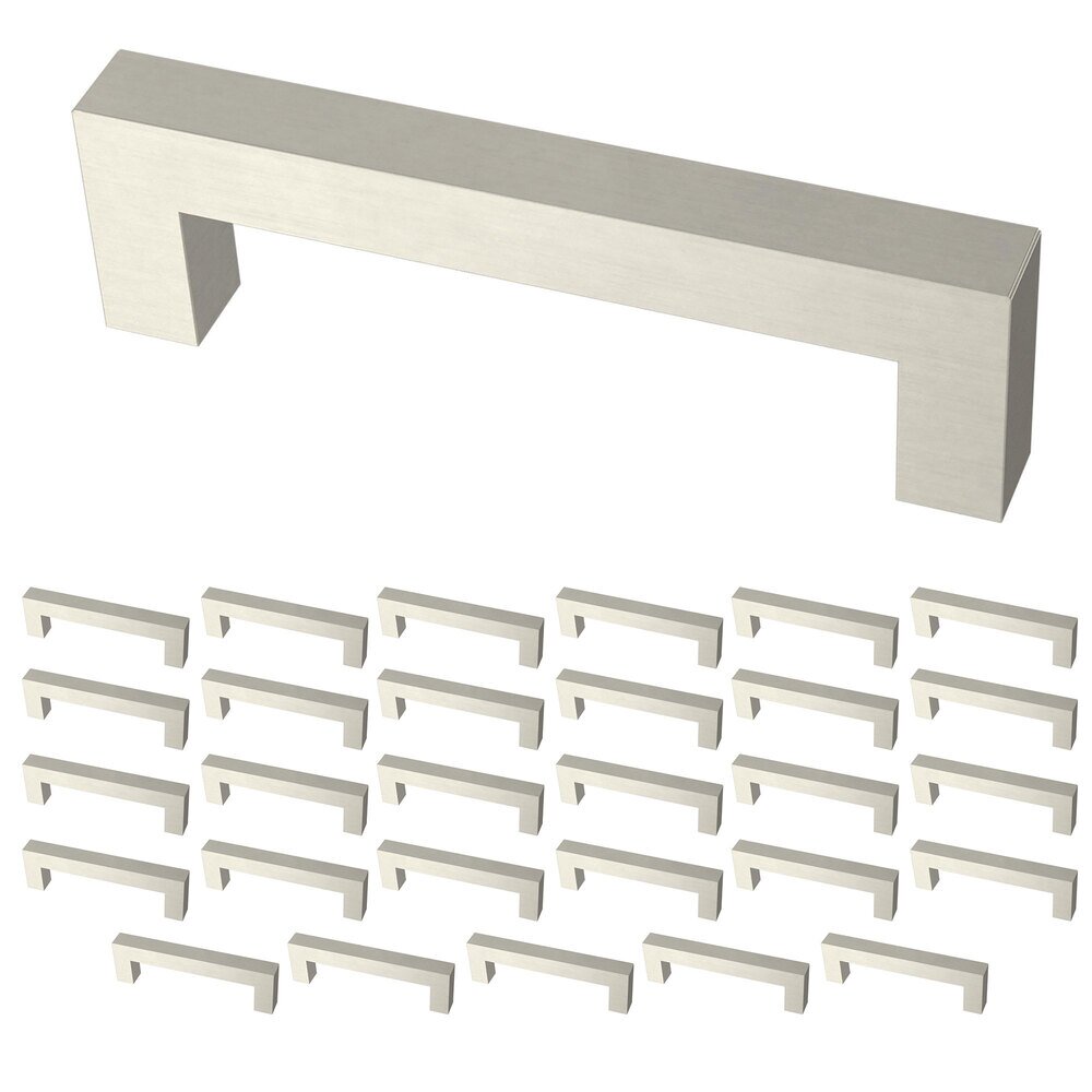 Liberty Hardware (30 Pack) 3 3/4" (96mm) Centers Simple Modern Square Pull in Stainless Steel