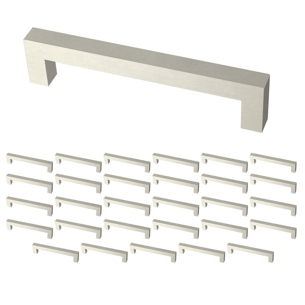 Liberty Hardware (30 Pack) 5 1/16" (128mm) Centers Simple Modern Square Pull in Stainless Steel