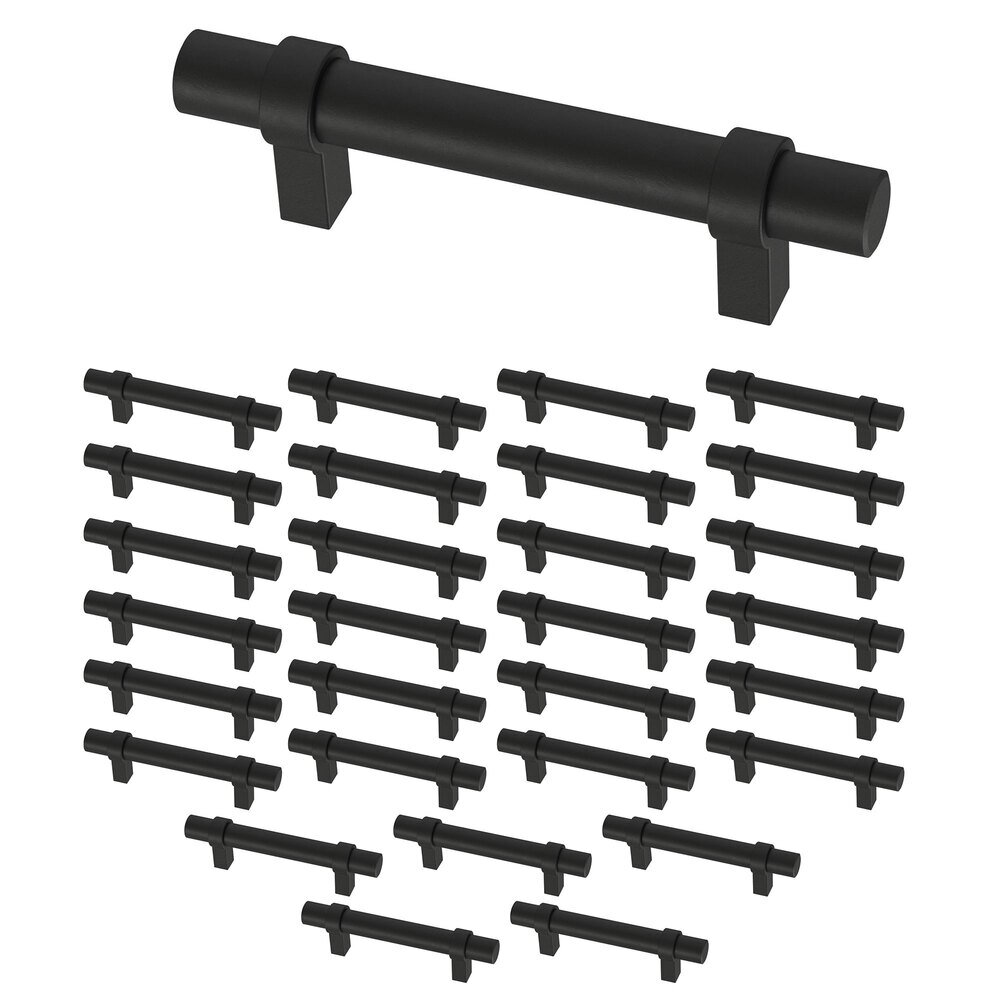 Liberty Hardware (30 Pack) 3" (76mm) Centers Simple Wrapped Bar Pull in Matte Black